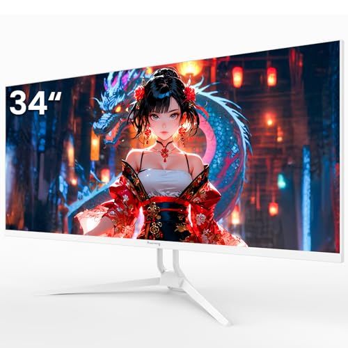34インチ ウルトラワイドモニター Suevery 平面 ゲーミングモニター WFHD 2560 x 1080 120 Hz ディスプレイ IPSパネル スピーカー内蔵 HDMI DP FreeSyncサポート ブルーライト軽減 傾斜調整 sR m
