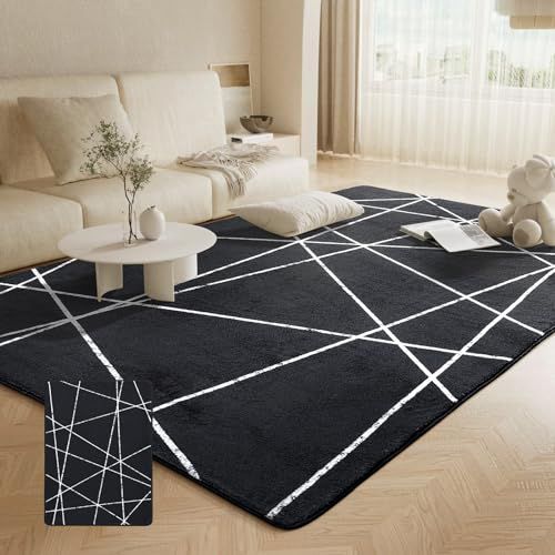 カーペット ラグ マット 1 5畳 6 cm 厚 洗える 絨毯 防音 オールシーズン 滑り止め 地毯 じゅうたん フローリング クッションマット ブラック 黒 133 190 ふわふわ肌触 低反発 厚手 ホットカーペット対応 m