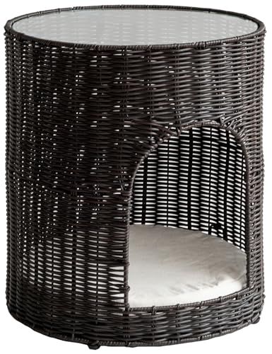 サイドテーブル 猫ちぐら Pienet ピエネ サイドテーブルとしても使える樹脂製ラタンの猫ちぐら CGR 400 DBR m