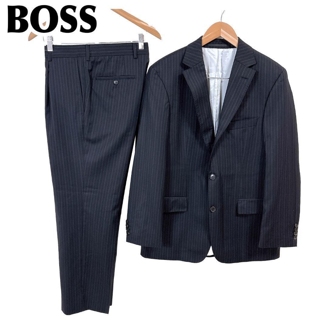 Hugo Boss スーツセットアップ 48 ストライプ ブラック
