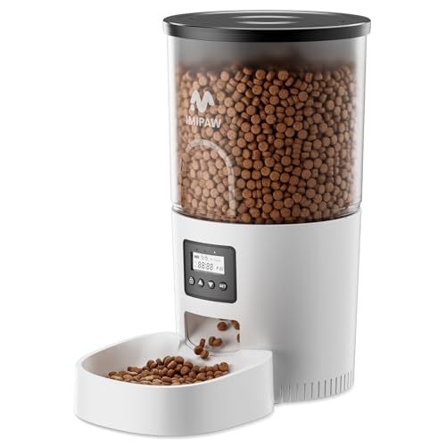 IMIPAW 自動給餌器 猫 2025新モデル タイマー式 給餌器 3 L容量 2 WAY給電 手動給餌 自動餌やり機 設定 お手入れ簡単 1日6食 ブラック m