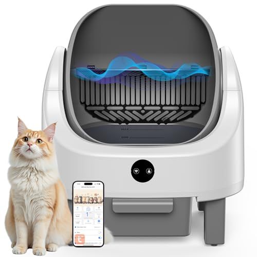 OROLEY 全自動猫トイレ 自動猫砂盆 オープントップ 96 L 大容量 猫用トイレロボット 脱臭機能付き APPリアルタイム監視 多頭飼い対応 赤外線安全センサー付き m