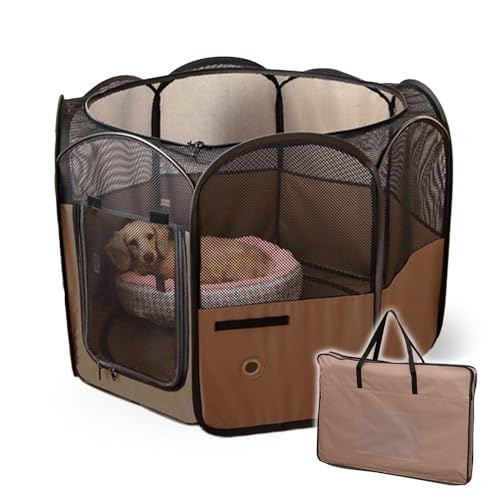 アイリスオーヤマ 犬 サークル ペット 折りたたみ アウトドア 防災 ブラウン 小型犬用 幅92 奥行92 高さ62 cm m