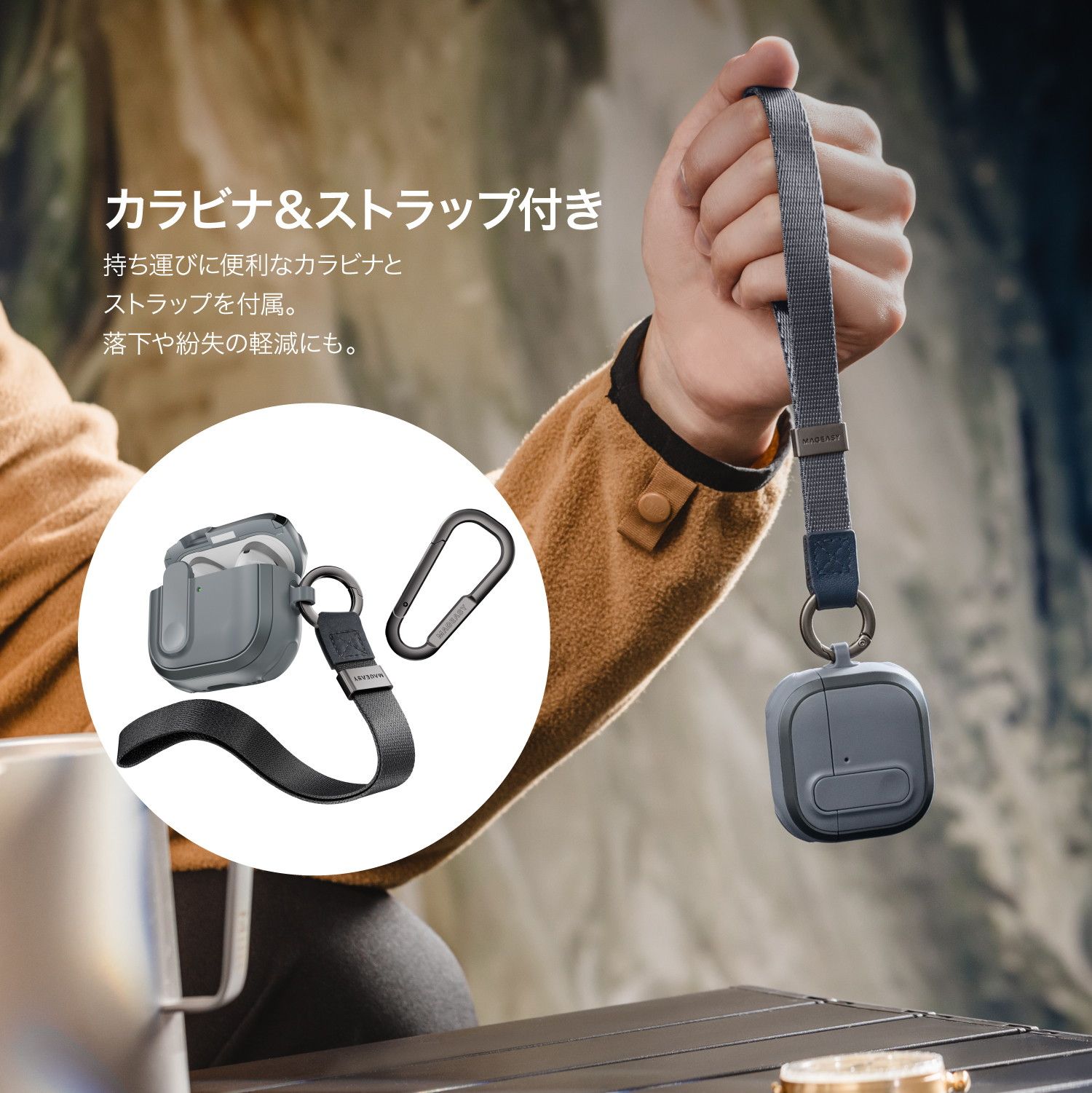 AirPods 4 ケース 耐衝撃 ストラップ 付 カバー ロック 機能 付き