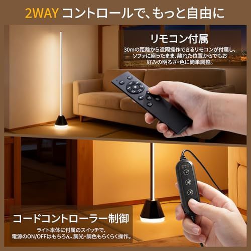  2025新登場 SHANHE フロアライト 間接照明 スタンド フロアスタンドライト おしゃれ 24 W 調光 調色可 リモコン制御 2700 K 4500 6500 タイマー機能 インテリア照明 照明器具 和室用 寝室 リビング 玄関 ベッドサイ 照明(ライト) ランプ インテリア 生活道具