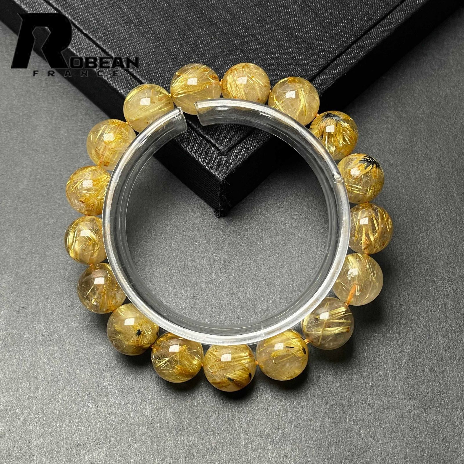 一点 EU製 ROBEAN 太陽花タイチンルチル 黄金針水晶 金運 開運 ブレスレット パワーストーン プレゼント 12 1 7 mm