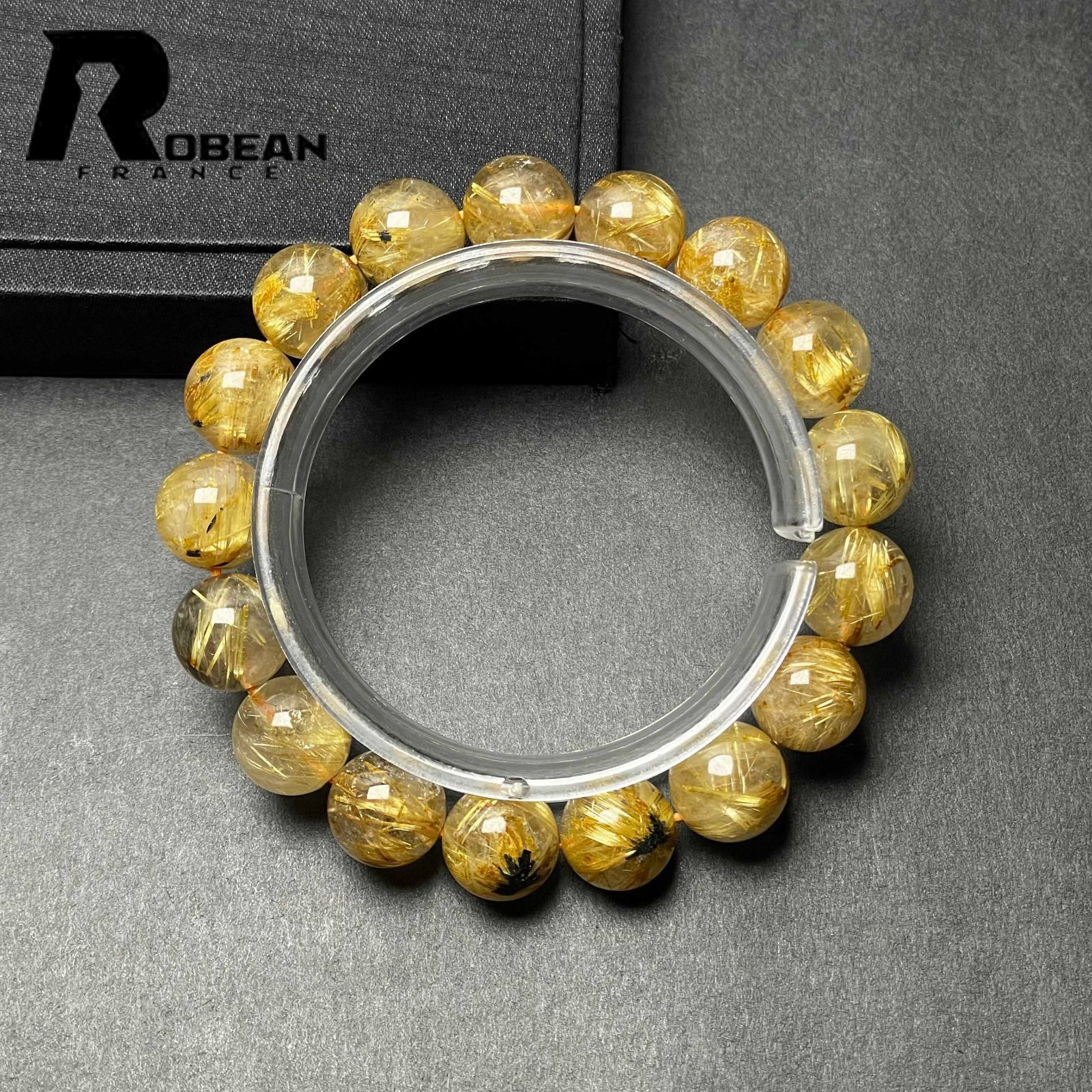 一点 EU製 ROBEAN 太陽花タイチンルチル 黄金針水晶 金運 開運 ブレスレット パワーストーン プレゼント 12 1 7 mm