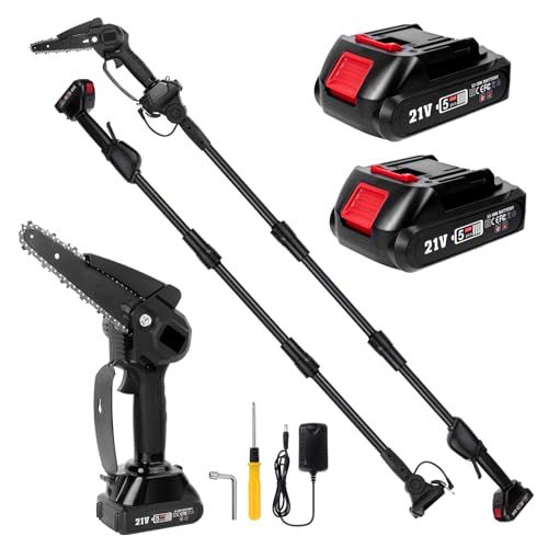 高枝切り電動チェーンソー たかえだ 電動 チェーンソー ３段階伸縮延長ポール 最長1 85 m ６インチ 高枝 角度調節 強力 木工切断 大容量バッテリー コードレス 電動高枝切りチェーンソー 高枝伐採 パワフル プロ伐採 園芸 3