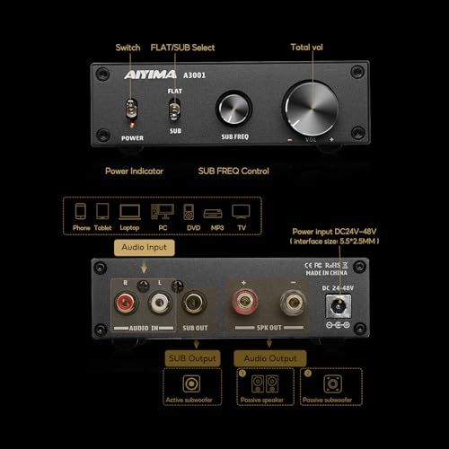 新品】AIYIMA A3001ミニステレオアンプ300Wサブウーファーアンプ
