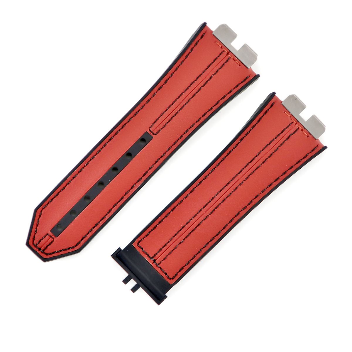 ウブロ HUBLOT 腕時計パーツ ビッグバン ウニコ 411用 レザー ラバーバンド ラバー ブラック 替え ベルト ストラップ 28 mm 赤 黒 レッド 箱