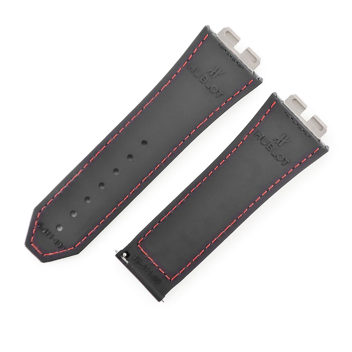 ウブロ HUBLOT 腕時計パーツ ビッグバン ウニコ 411用 クロコ ラバーバンド クロコダイル ラバー ブラック 替え ベルト ストラップ 28 mm 黒