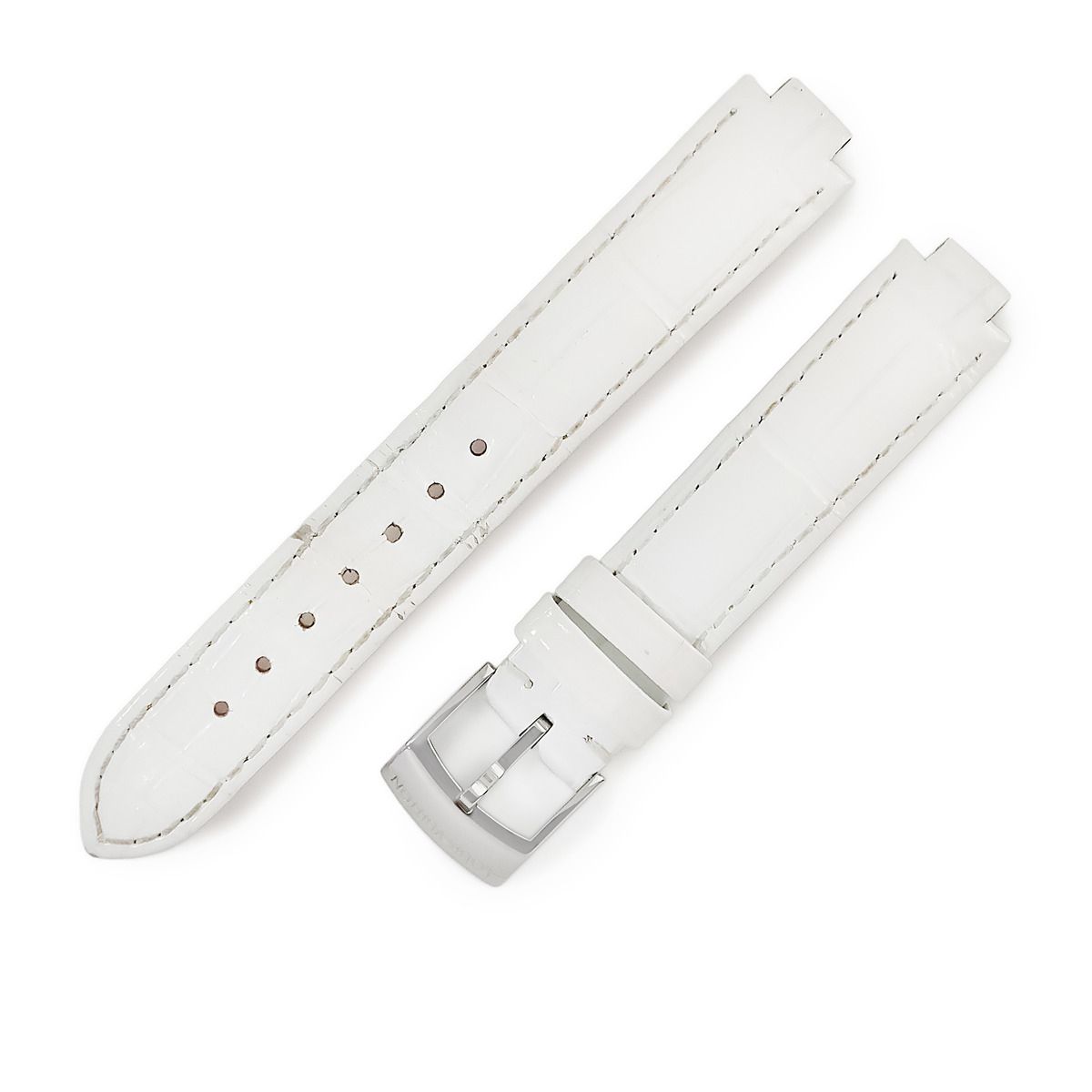 ルイヴィトン LOUIS VUITTON 腕時計パーツ タンブール用 クロコバンド SS製尾錠付き クロコダイル ステンレススチール ホワイト 替え ベルト 15ｍｍ 白 シャイニー 艶