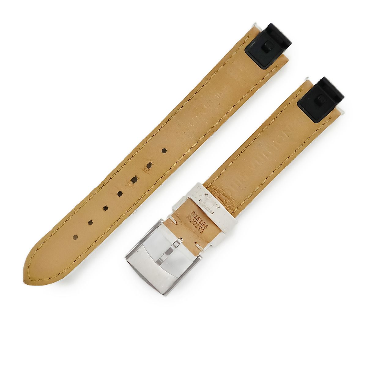 ルイヴィトン LOUIS VUITTON 腕時計パーツ タンブール用 クロコバンド SS製尾錠付き クロコダイル ステンレススチール ホワイト 替え ベルト 15ｍｍ 白 シャイニー 艶