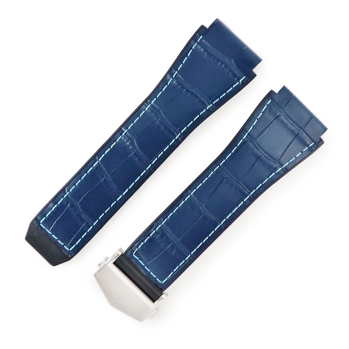 タグホイヤー TAG Heuer 腕時計パーツ SBG 8 A コネクテッド用 ラバーバンド ラバー ステンレススチール ブルー 替え ベルト ストラップ バックル付き 型押し 26 mm 青