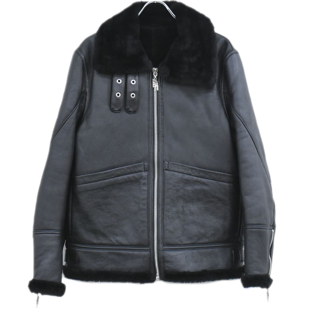 Genuine Vape Black BAPE BLACK Lamb Nubuck Leather Riders Jacket Jacket Outerwear L Black Mens Clothing Clothes Used