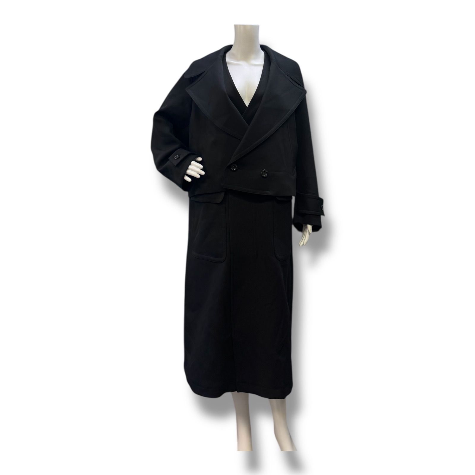 参考上代121 000円 ♥品 UJOH 24 AW Layered Coat レイヤードコート ジャケット 2 WAY ウジョー U 754 C 01 901 ブラック 1025 A