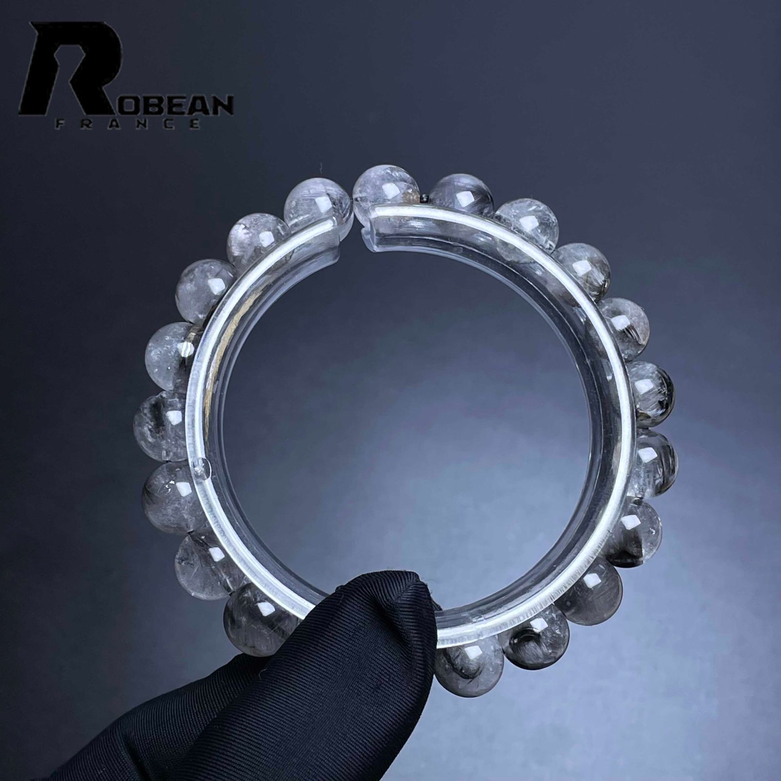  一点限り EU製 ROBEAN ブラックプラチナクォーツ パワーストーン ブレス アクセサリー 天然石 お守り プレゼント 9 4 8 mm ブレスレット アクセサリー