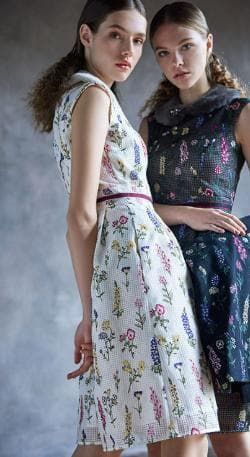 トッカ ノースリーブワンピース ウエストライン茶 0 花柄 チェック