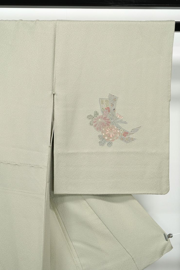 リサイクル 訪問着 汕頭 相良 蘇州 刺繍 束ね熨斗 花 丈154 裄63 正絹 _ フォーマル 礼装 セミフォーマル お呼ばれ 入学式 卒業式 お正月 お茶会 春 秋 冬 付け下げ 附下 仕立て上がり hm 3125 s