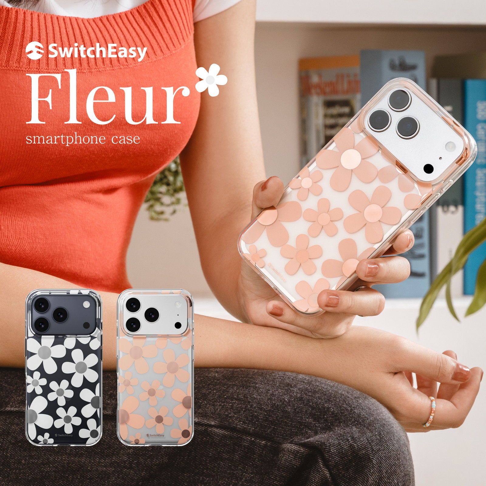 iPhone 17 Pro ケース クリア 花柄 おしゃれ 可愛い 耐衝撃