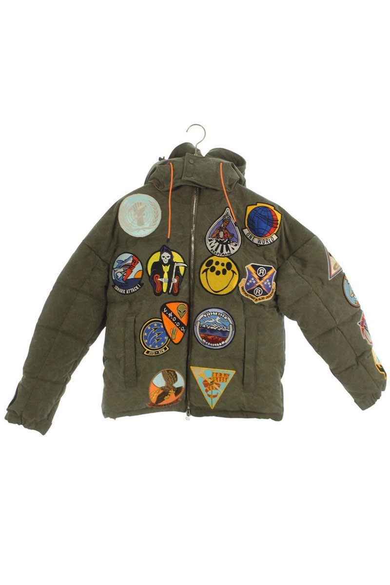 レディメイド サイズ:3  RE-CO-KH-00-00-131 ダブルネームパッチ刺繍ダウンジャケット 中古 OM10 レディメイド RE-CO-KH-00-00-131 ダブルネームパッチ刺繍ダウン