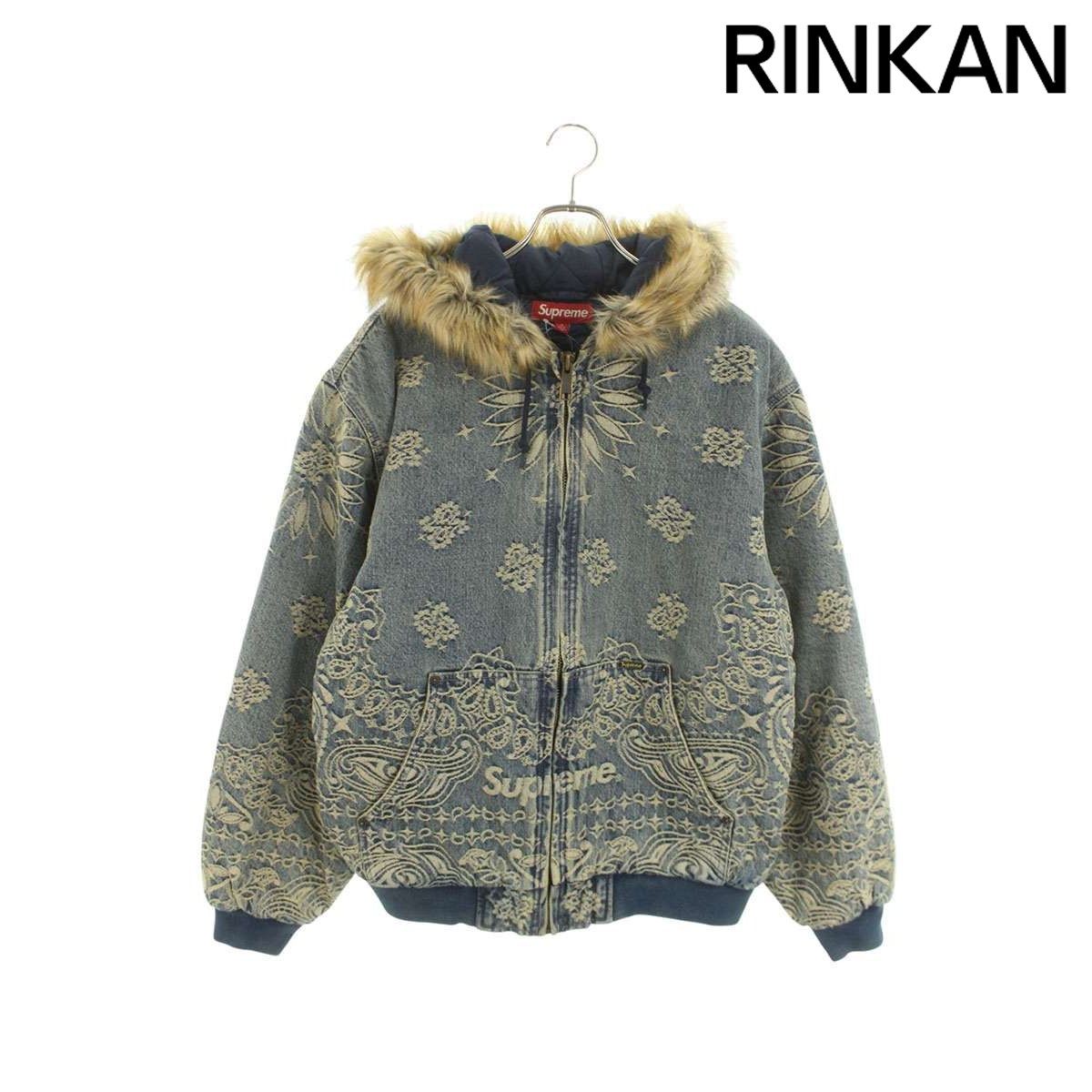 シュプリーム 25 SS Bandana Jacquard Denim Hooded Work Jacket バンダナジャガードデニムブルゾン メンズ L 12 28～1 6 発送 問い合わ