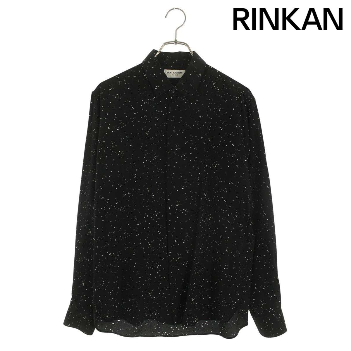 サンローランパリ 564172 Y 1 B 39 総柄シルク長袖シャツ メンズ 38 12 28～1 6 発送 問い合わせ遅延