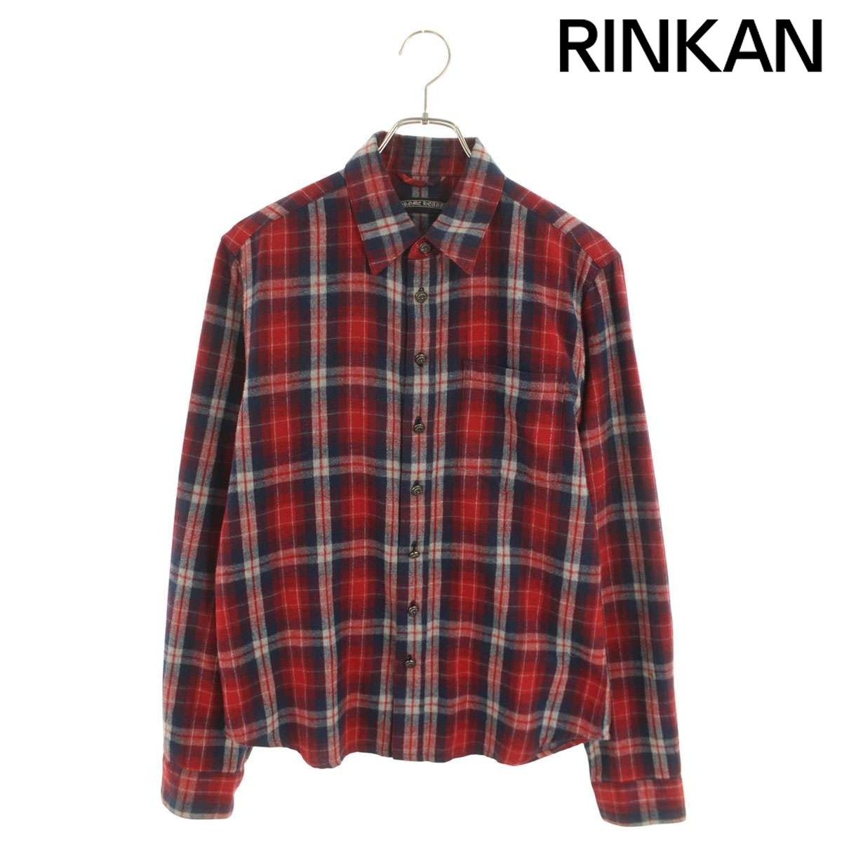 クロムハーツ LS CHECK ルーズエンド 袖クロスパッチフローラルボールボタンチェック長袖シャツ メンズ M 12 28～1 6 発送 問