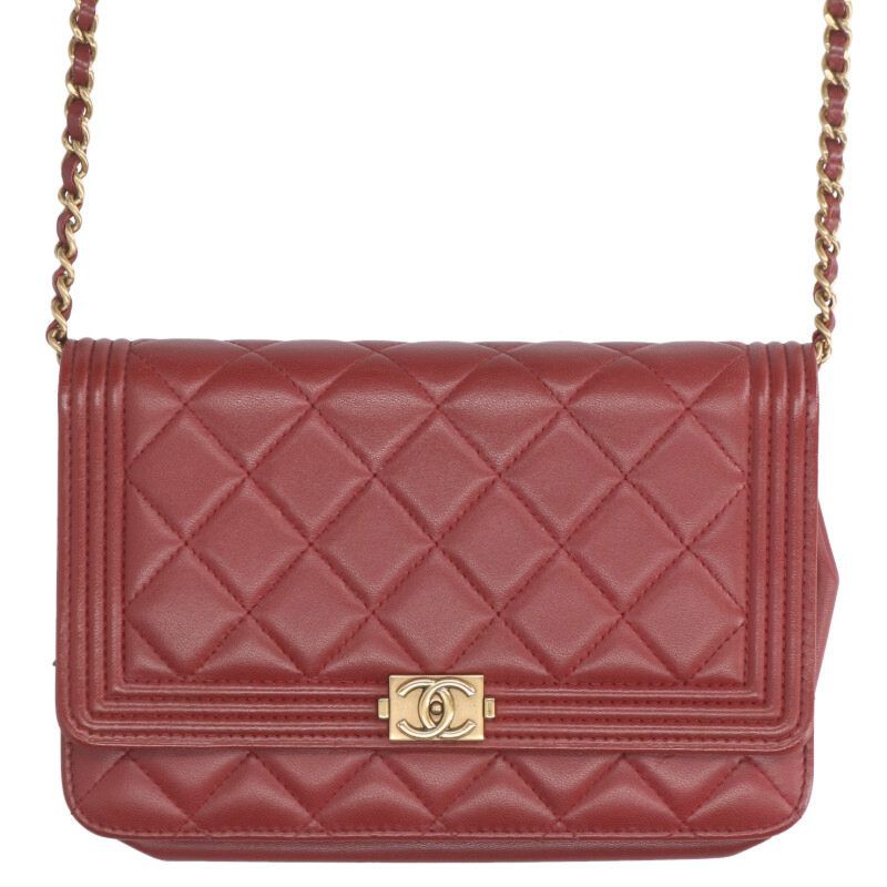 シャネル A 80287 ボーイシャネル ラムスキンチェーンウォレット レディース 12 28～1 6 発送 問い合わせ遅延