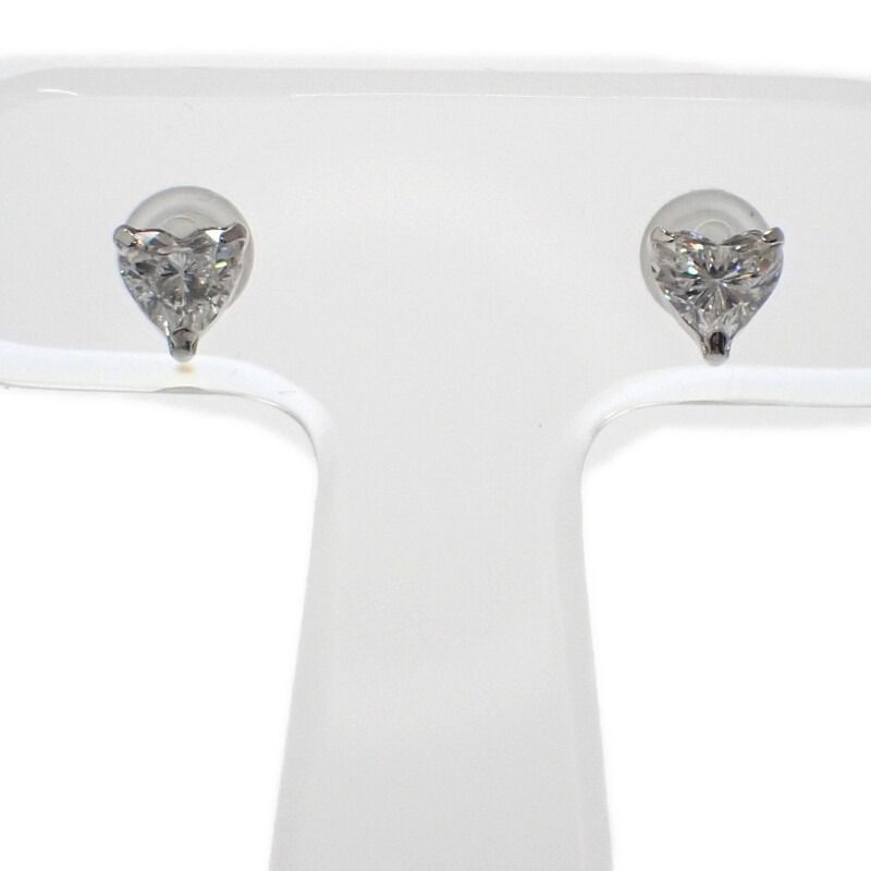 状態良好 デザインジュエリー ハートシェイプ ピアス Pt 900プラチナ ダイヤモンド レディース