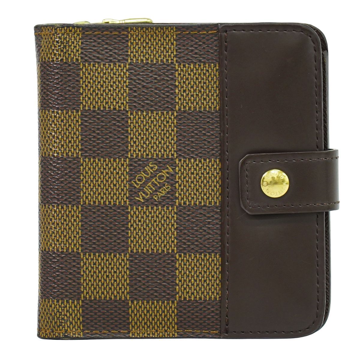 本物 ルイヴィトン LOUIS VUITTON LV コンパクト ジップ ダミエ エベヌ 