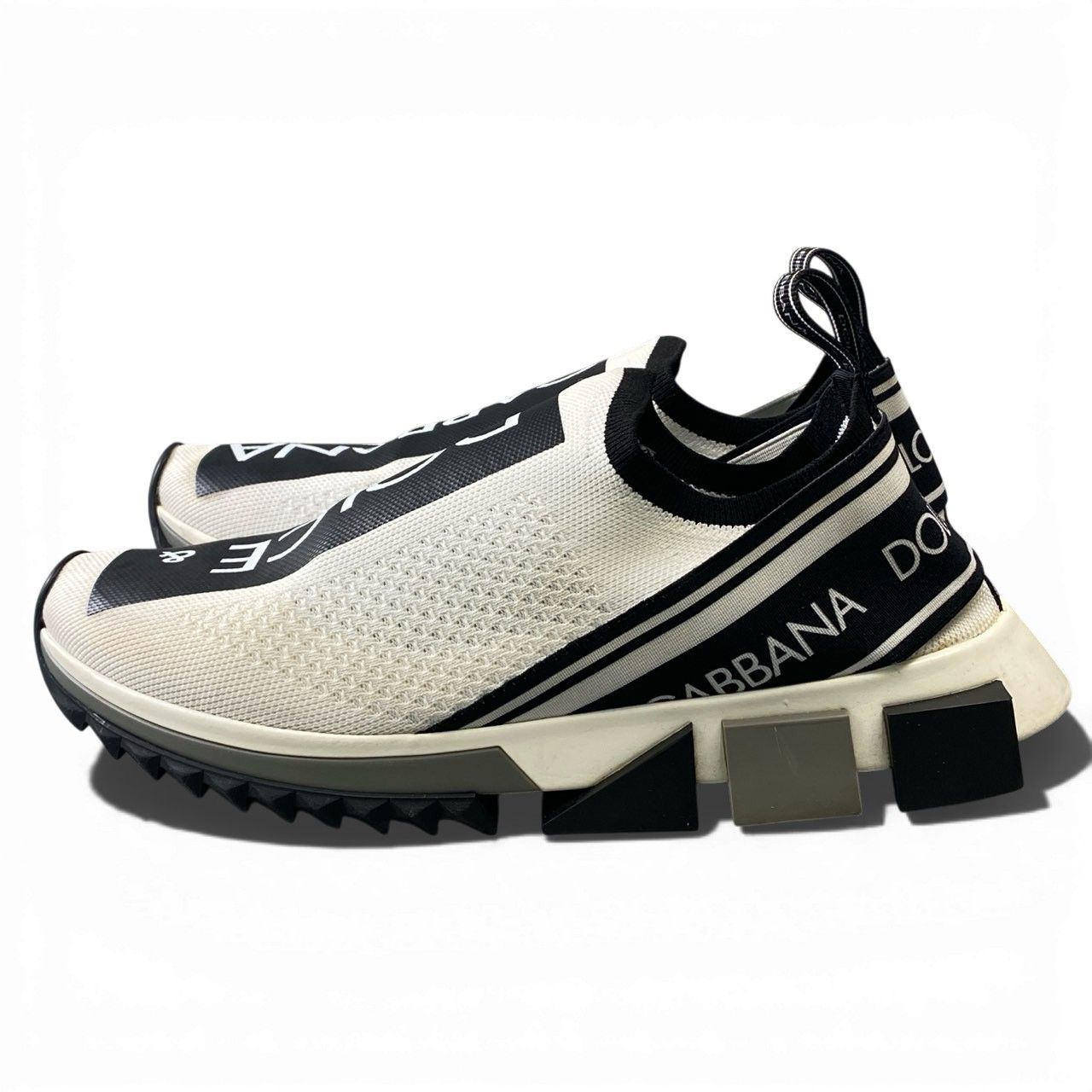 2 a 5 DOLCE GABBANA ドルチェアンドガッパーナ ソレント ロゴ ニットスニーカー ロートップスニーカー シューズ ホワイト ブラック メンズk 02 i