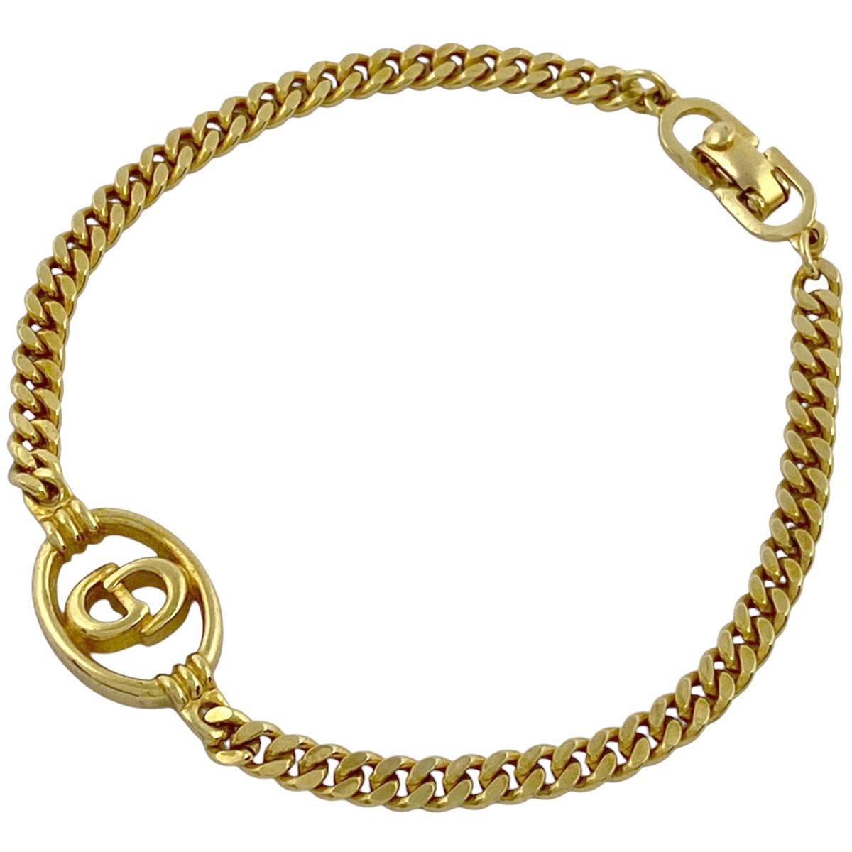 在庫一掃 クリスチャンディオール Christian Dior ロゴ ブレスレット オーバルモチーフ CD GP ゴールド レディース