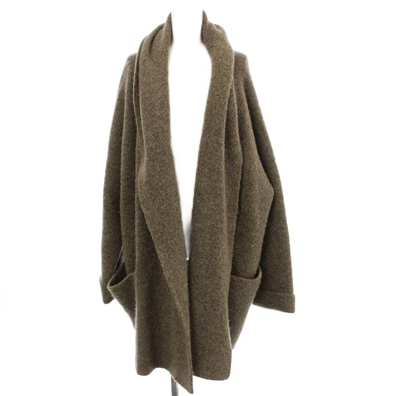 ローレンマヌージアン LAUREN アルパカウール ニット ショールカラーコート ガウン コート ロング 1 グレージュ 21 020 521 0013 G