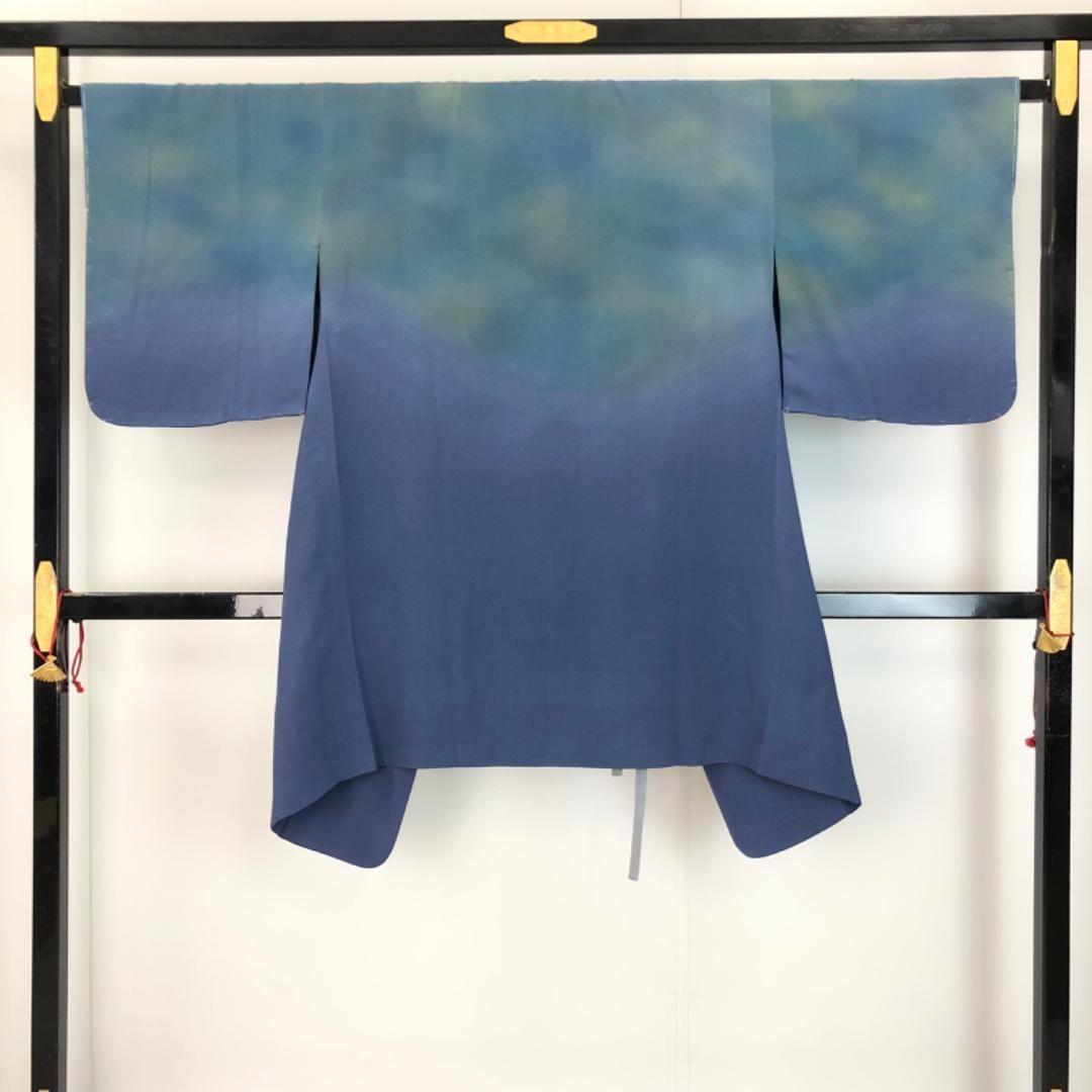 道中着 暈し グラデーション 縮緬 山藍摺色 H 4124