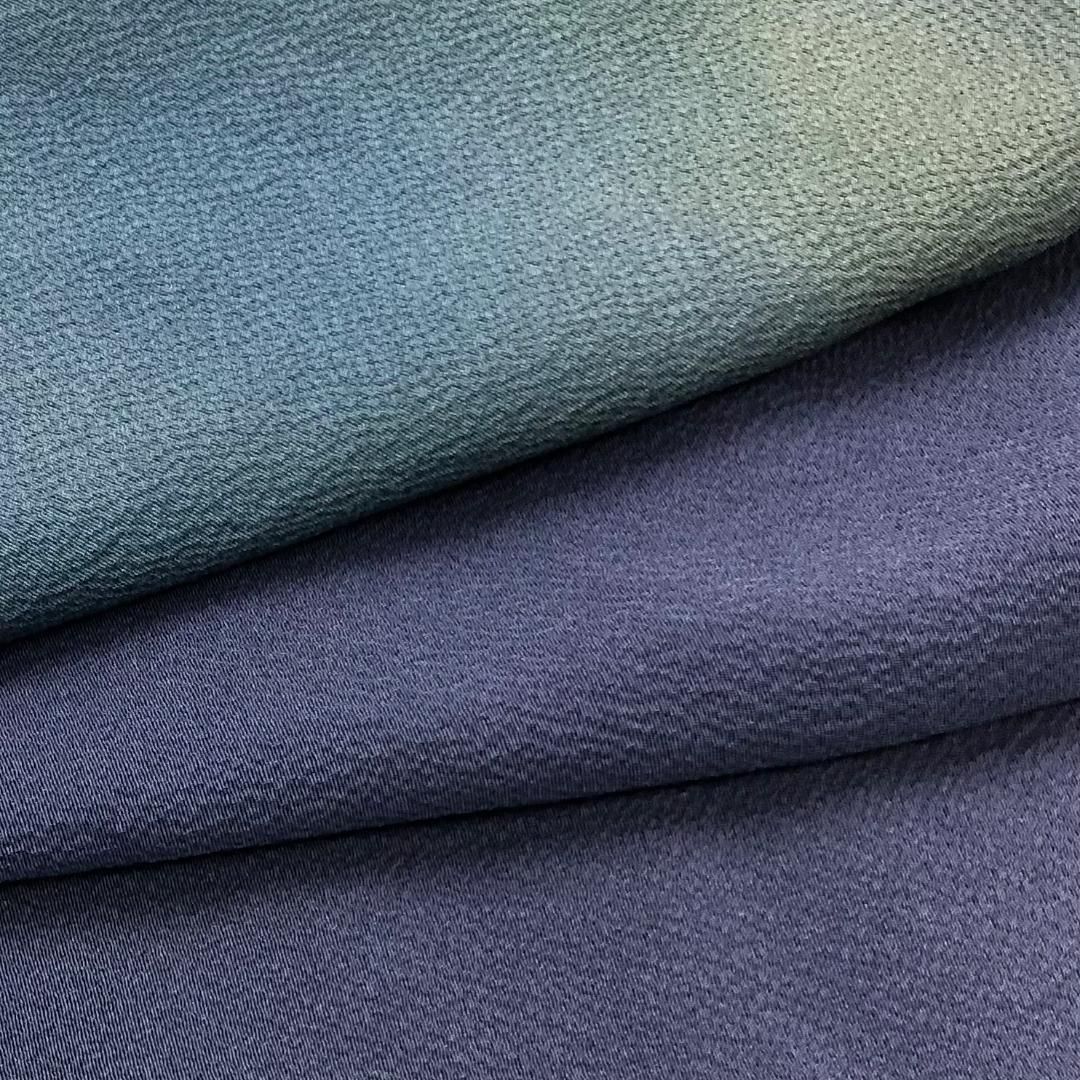  道中着 暈し グラデーション 縮緬 山藍摺色 H 4124 羽織 着物 浴衣