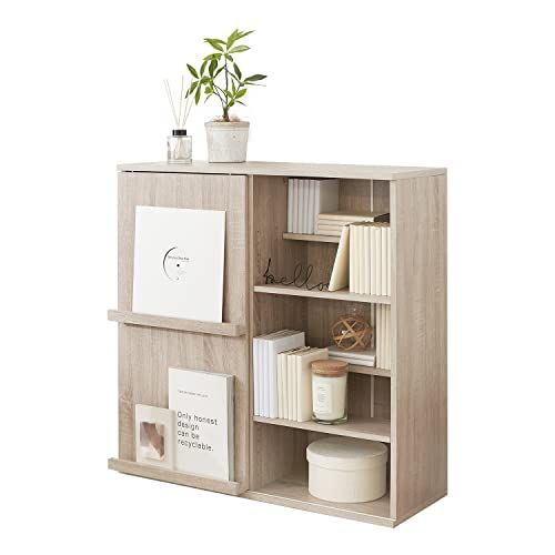 LOWYA ロウヤ 本棚 絵本棚 漫画 コミック コミック収納 コミックラック マンガ 漫画収納 絵本ラック 子供用本棚 教科書 収納 幅90 cm 扉付き オークmm