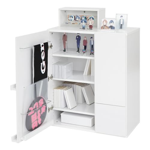 LOWYA ロウヤ 推し活収納 オシテル 推し活 グッズ収納 本棚 コミックラック 薄型 スリム 大容量 幅75 cm 白 ホワイトmm