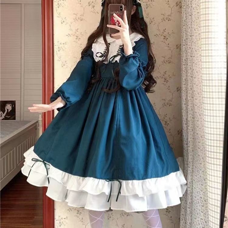 ロリータ ワンピース レディース 全3色 文化祭 学園祭 衣装 M L 春秋