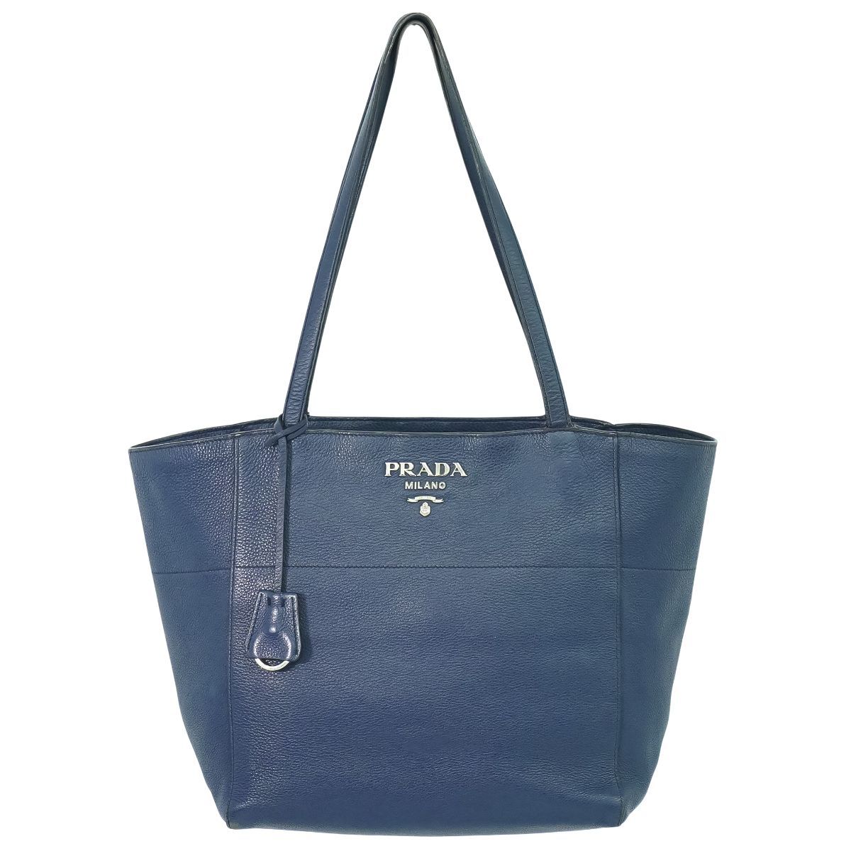 本物 プラダ PRADA レザー ショルダーバッグ トートバッグ ネイビー 