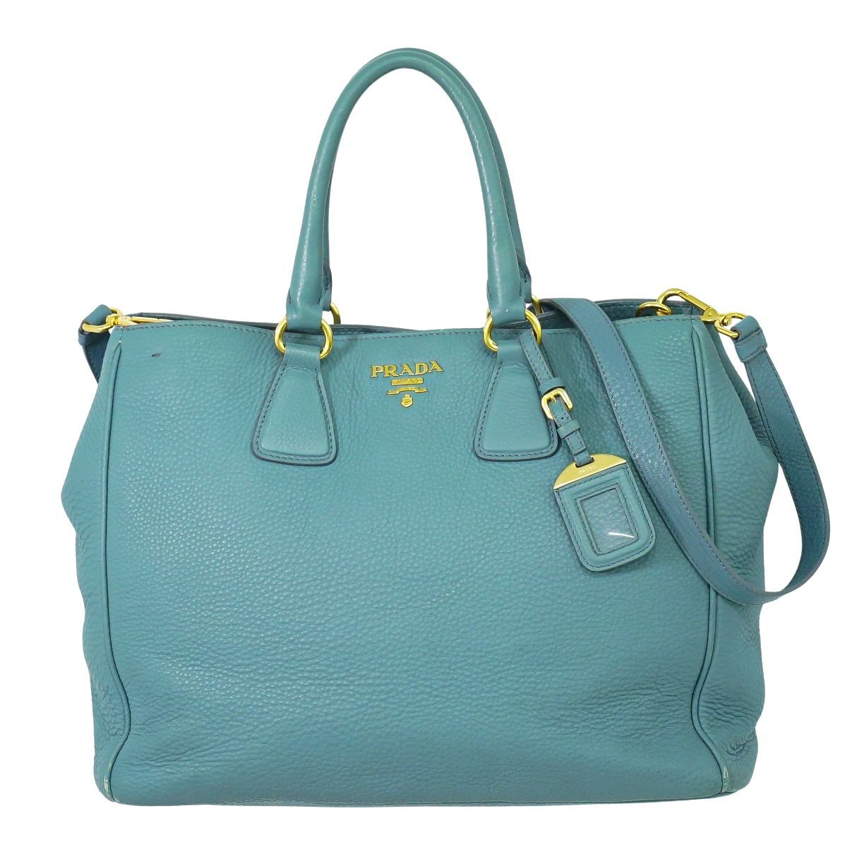 本物 プラダ PRADA レザー 2WAY ショルダーバッグ ハンドバッグ ライト 
