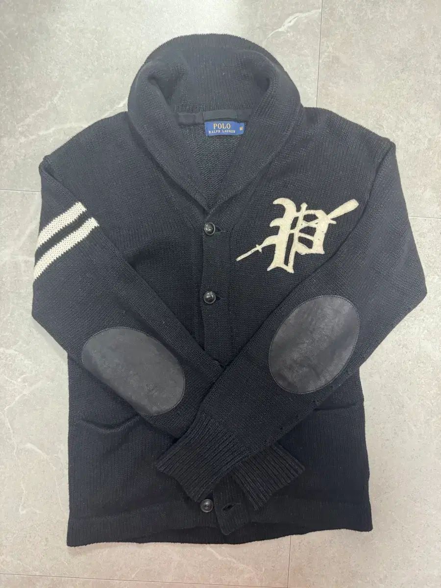 ポロ ラルフローレン ショールカラー スタジャン レタリング カーディガン