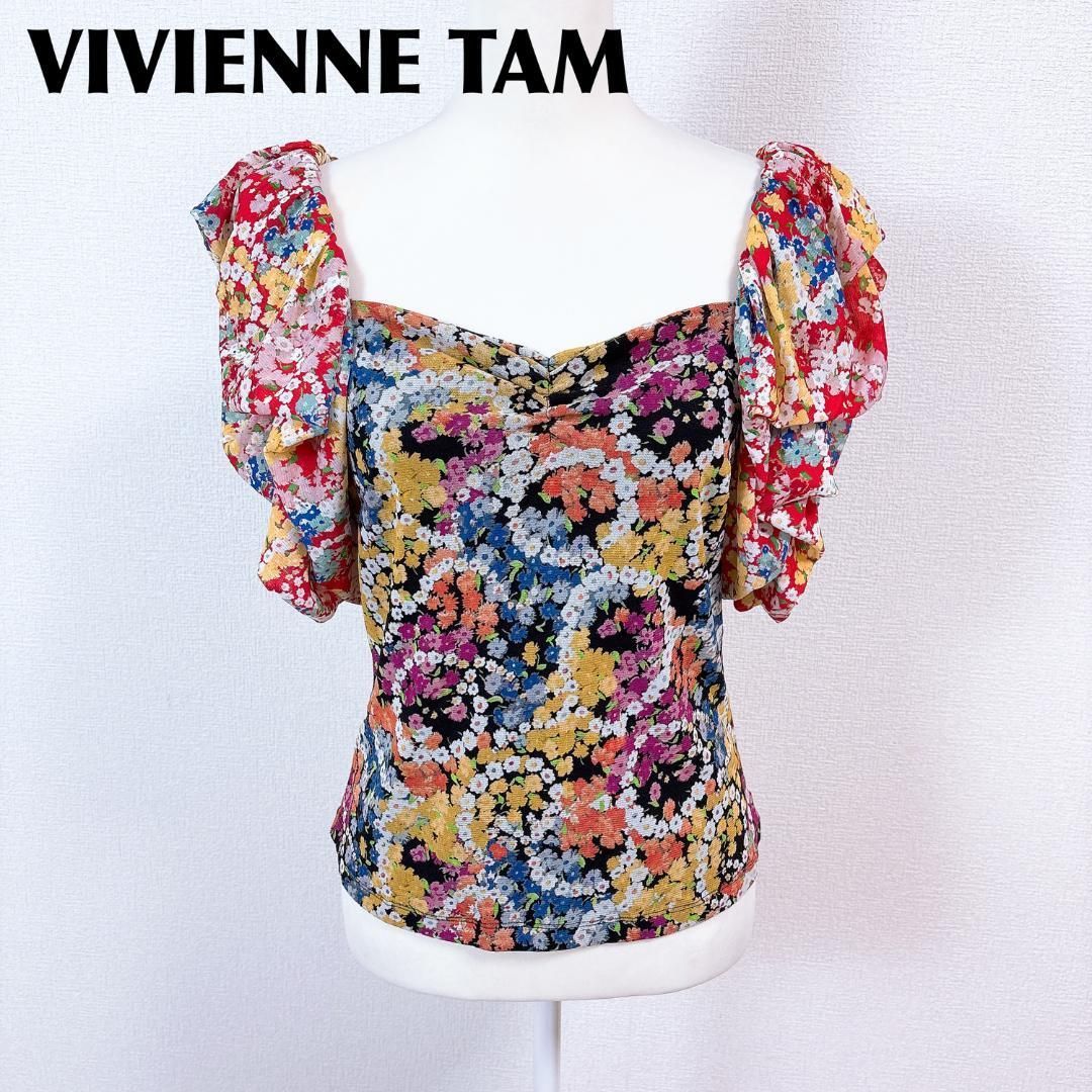 ヴィヴィアンタム TAM フリル袖ブラウス 42 花柄