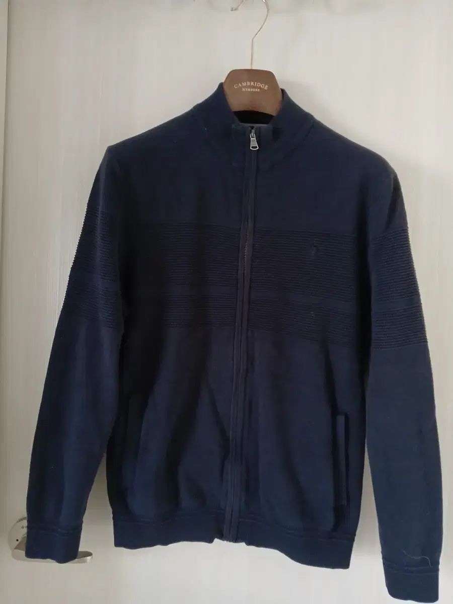 HAZZYS メンズ ニット ジップアップ ネイビー