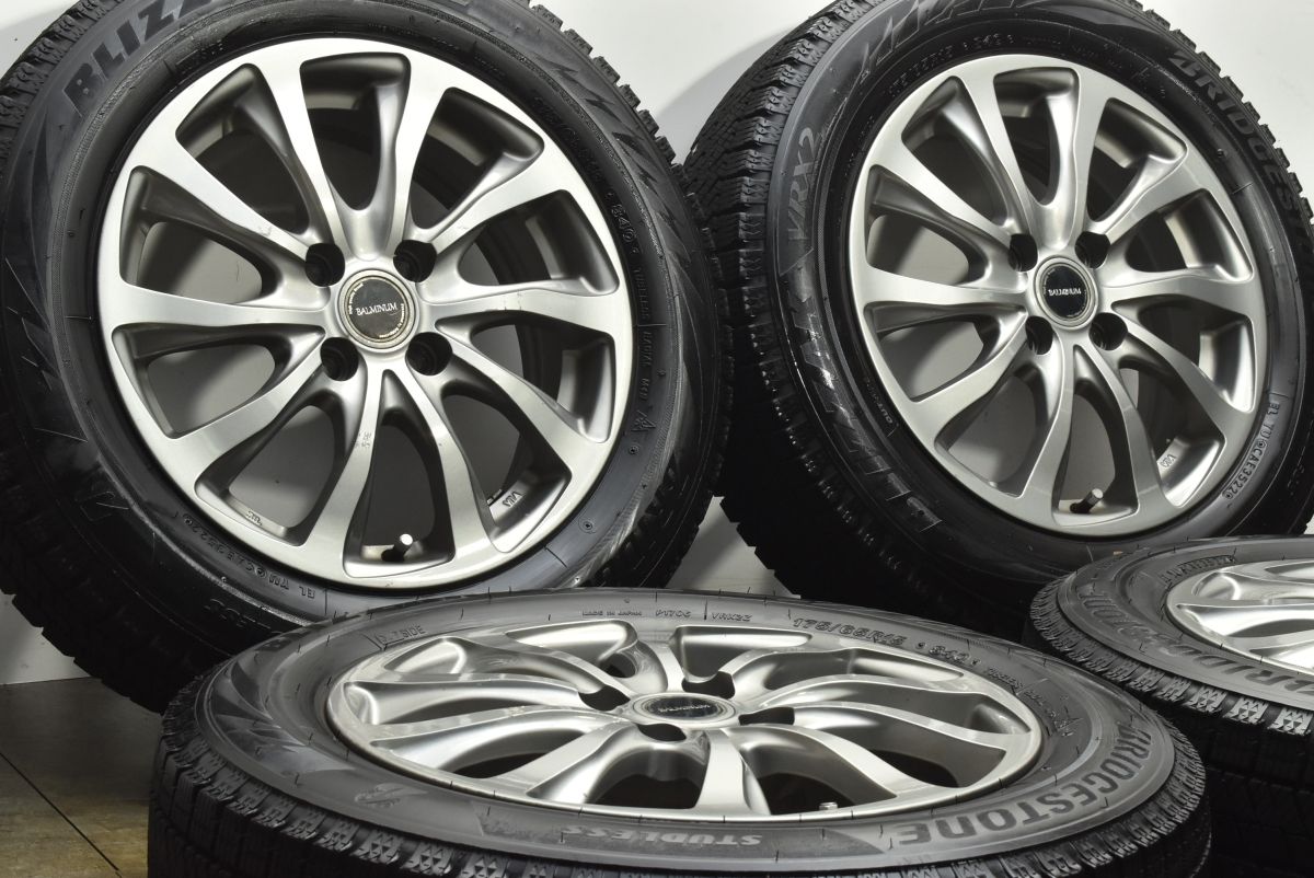 スタッドレス バルミナ 15 in 5 J 42 PCD 100 ブリヂストン ブリザック VRX 2 175 65 R フィールダー アクア ヤリス フィット デミオ