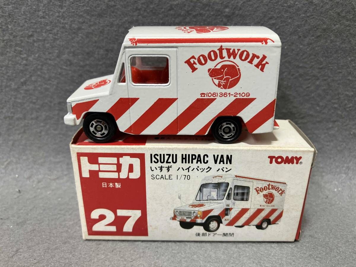 トミカ No.27 いすゞ ハイパック バン 白 朱赤シｰト 10D/11Fホイｰル 朱