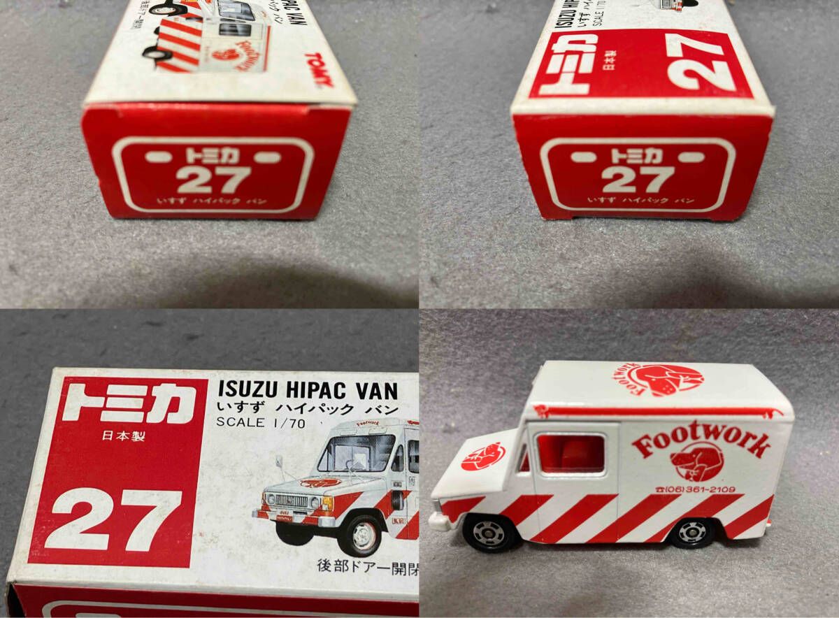 トミカ No.27 いすゞ ハイパック バン 白 朱赤シｰト 10D/11Fホイｰル 朱