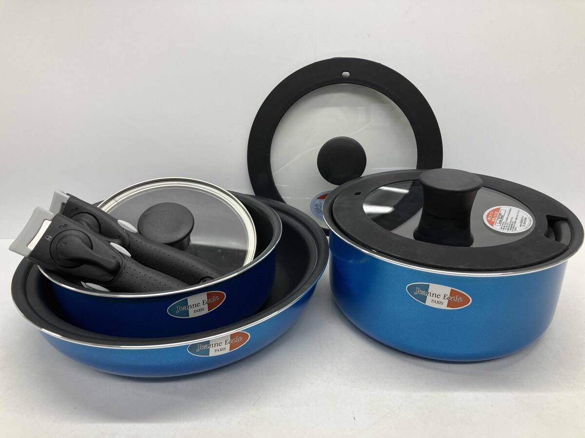 Jeanne Ecole 着脱ハンドル鍋 6点セット ジャンヌ•エコール IH ガスコンロ対応 箱あり