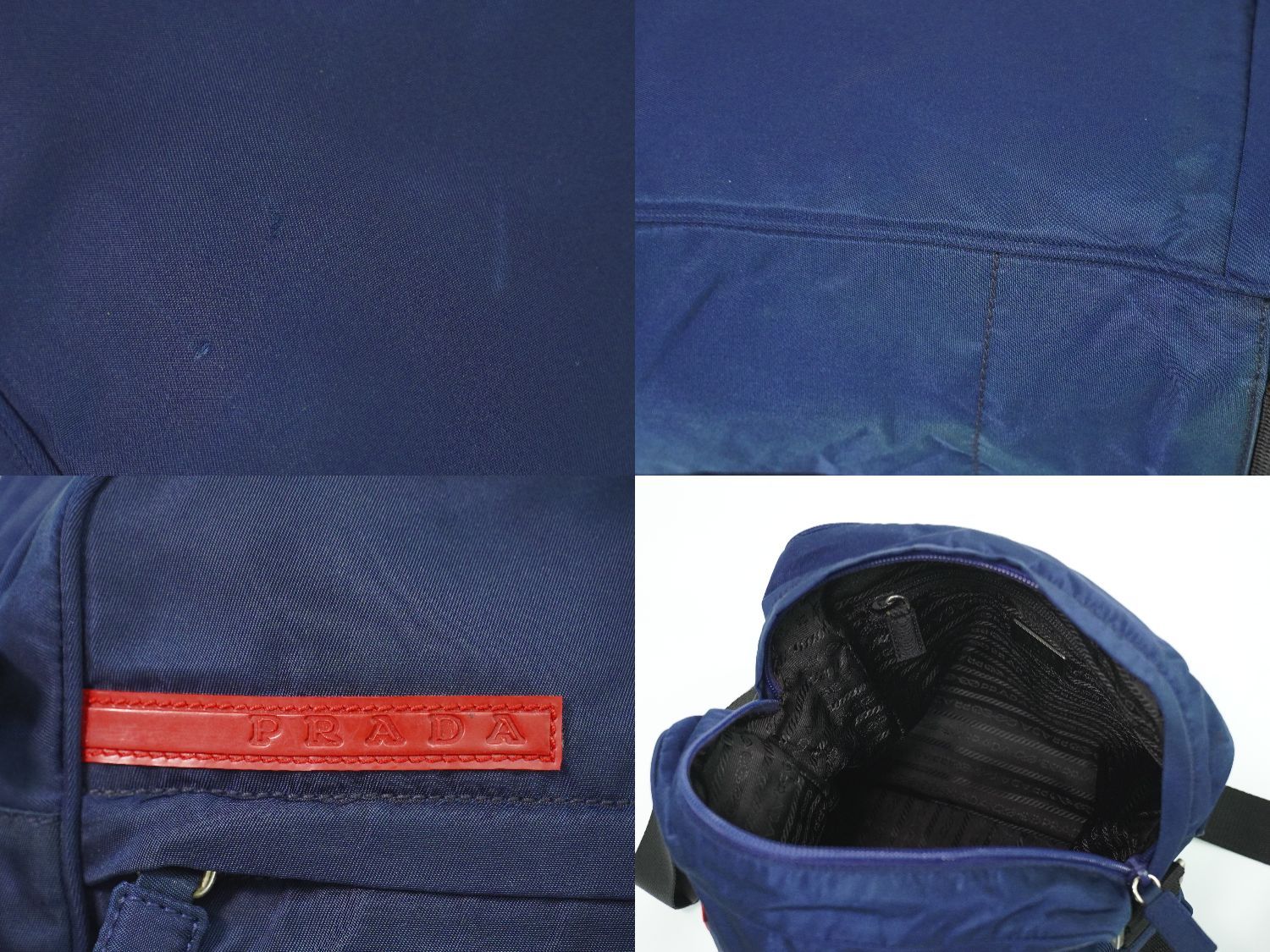 本物 プラダ PRADA スポーツライン ショルダーバッグ ポシェット ナイロン ネイビー B9989 バッグ 中古・ 本物 プラダ PRADA スポーツライン ショルダーバッグ ポシェット