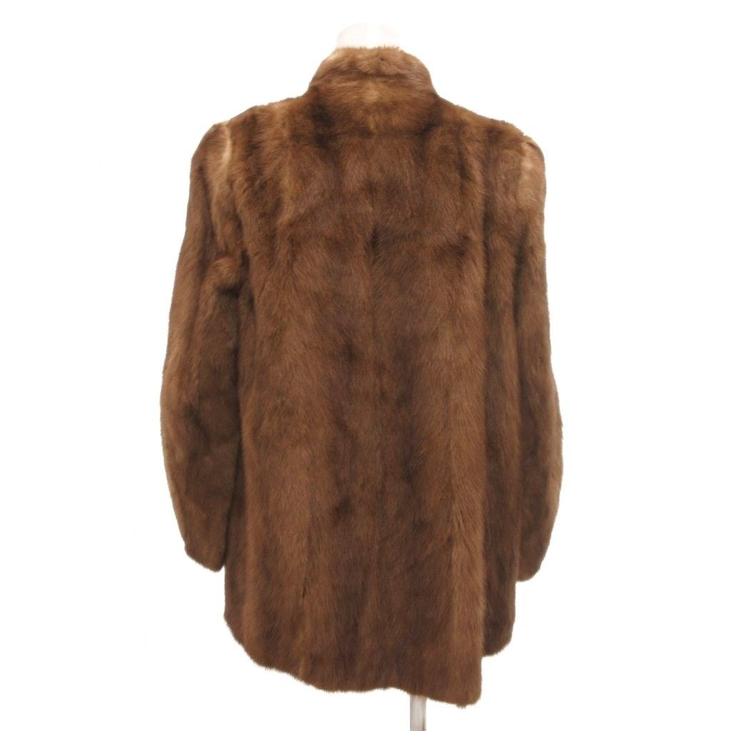 ノーブランド ファーコート ミンク 毛皮 ハーフ 6 茶 ブラウン □GY18
